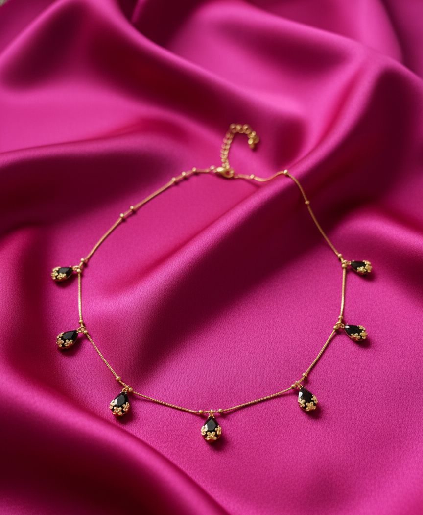 Black stone simple  necklace